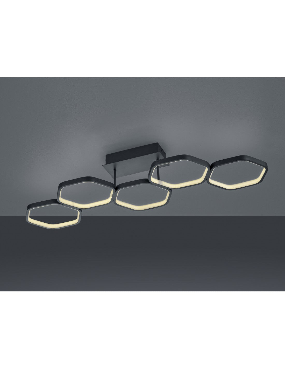 Plafonnier LED dimmable Vigo 5 Hexagones L90 cm Anthracite Trio Lighting