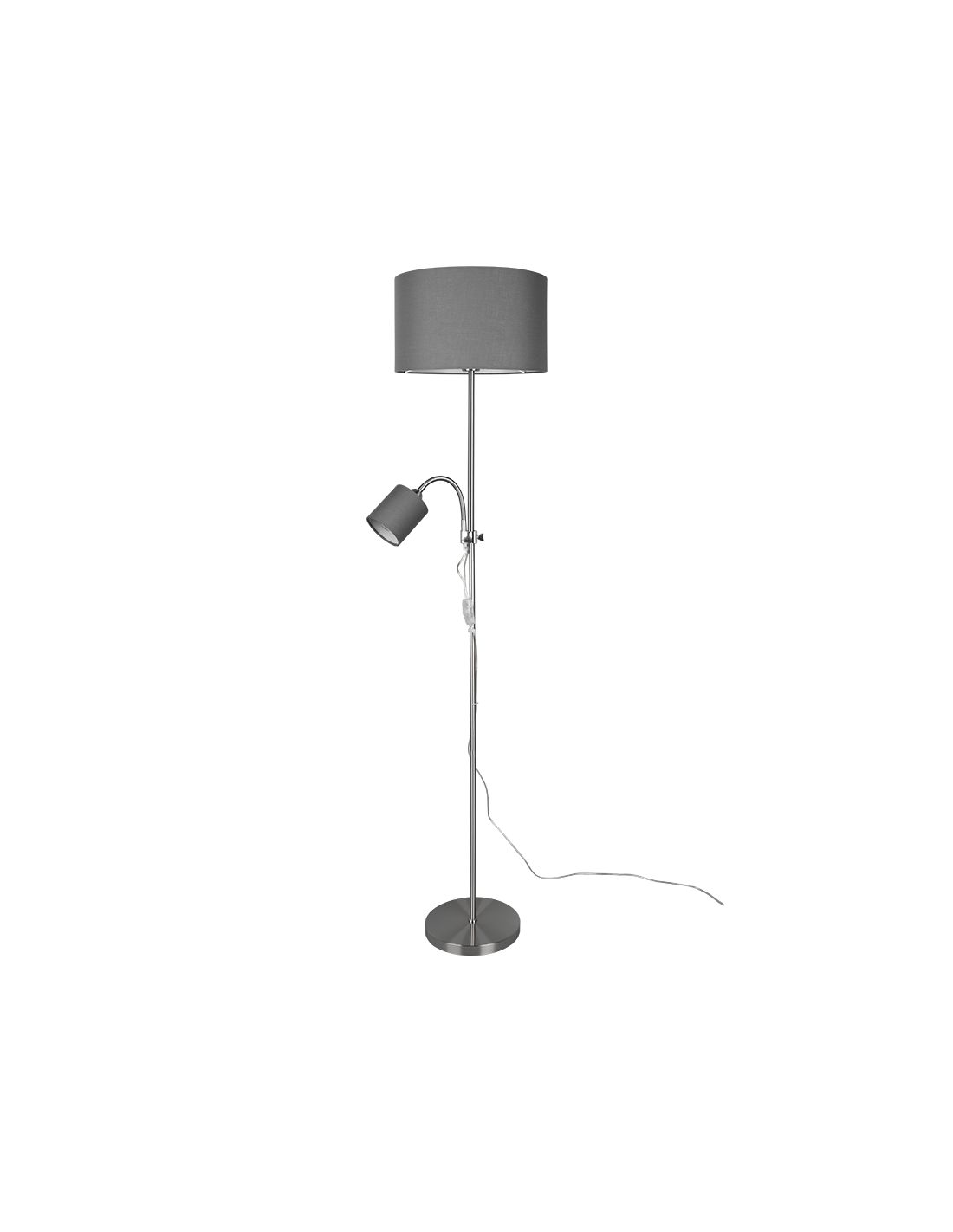 Lampadaire Owen 1xE27+Spot Nickel Et Tissu Gris L36 cm Trio Lighting