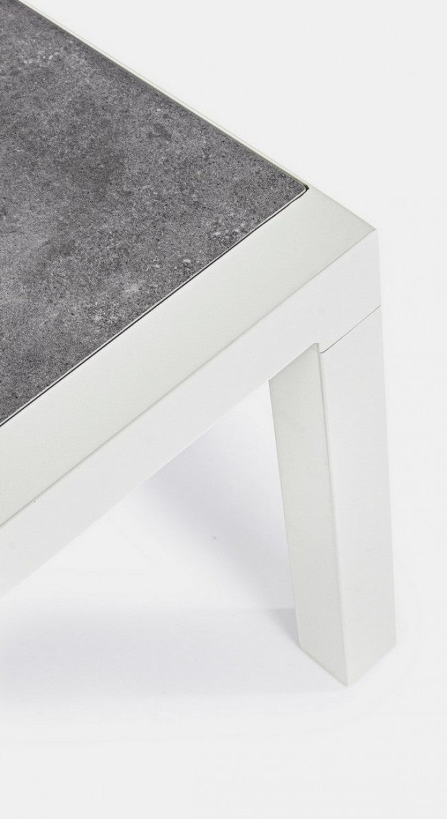 KLEDI LUNAR Table basse d'extérieur en aluminium blanc 120x70x h43 cm