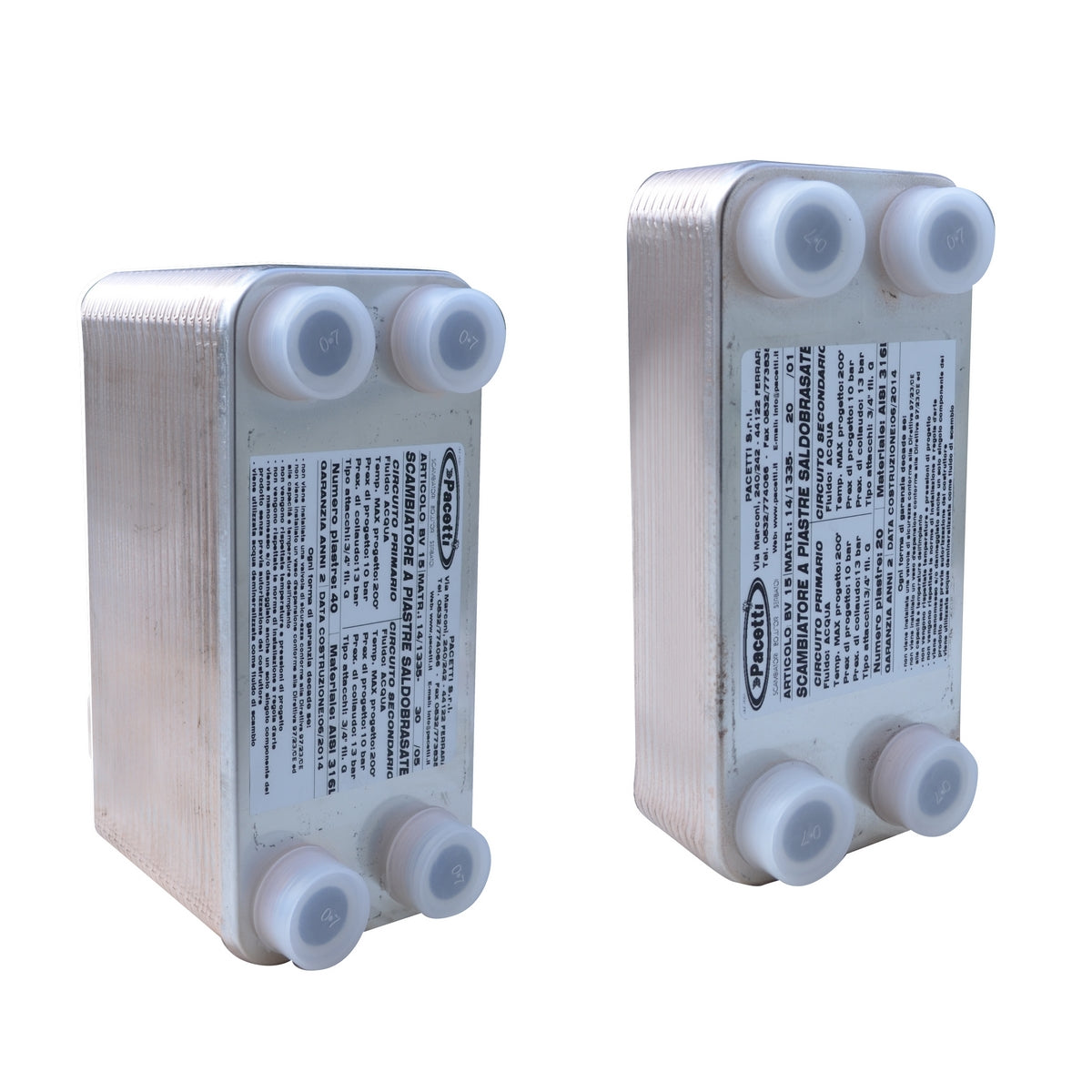 Échangeur de chaleur à plaques brasées -10°/+90°, 20 plaques, 3/4"