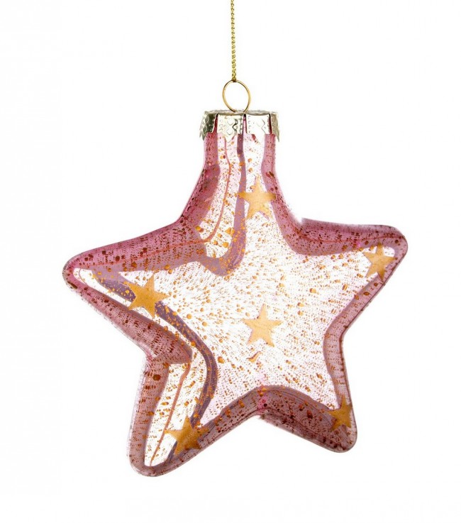 6x Pendentif Étoile Rose Ciel Vt