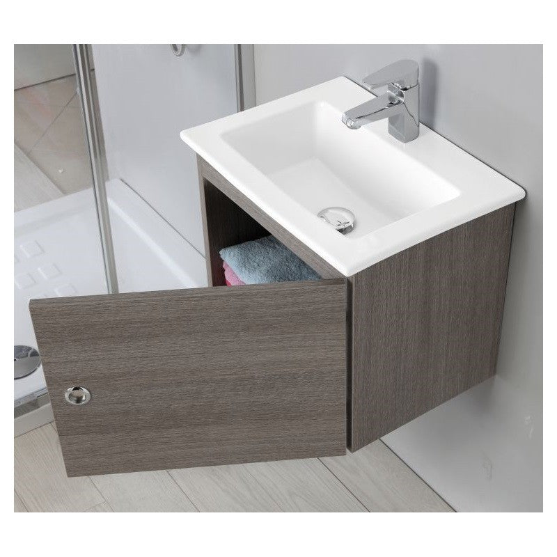 Composition de salle de bain suspendue une porte en Chêne Foncé 50x36x h42 cm