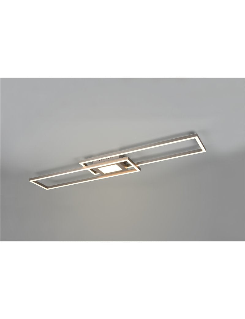 Plafonnier LED Ganado rectangulaire en acier rétroéclairé RGB avec télécommande multifonction l. LED moderne de 110 cm