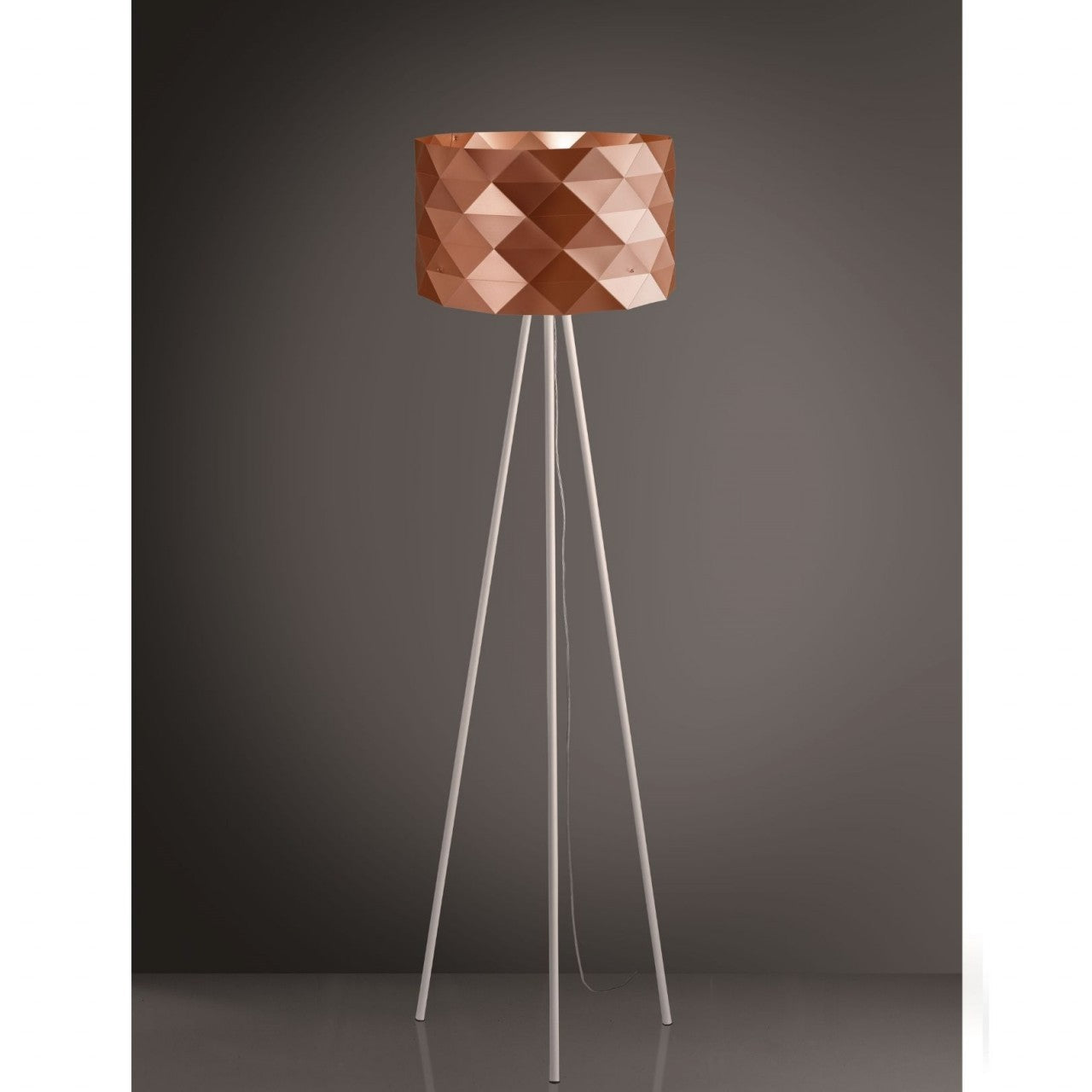 Lampadaire trépied en métal cuivré Cm. 40x146h