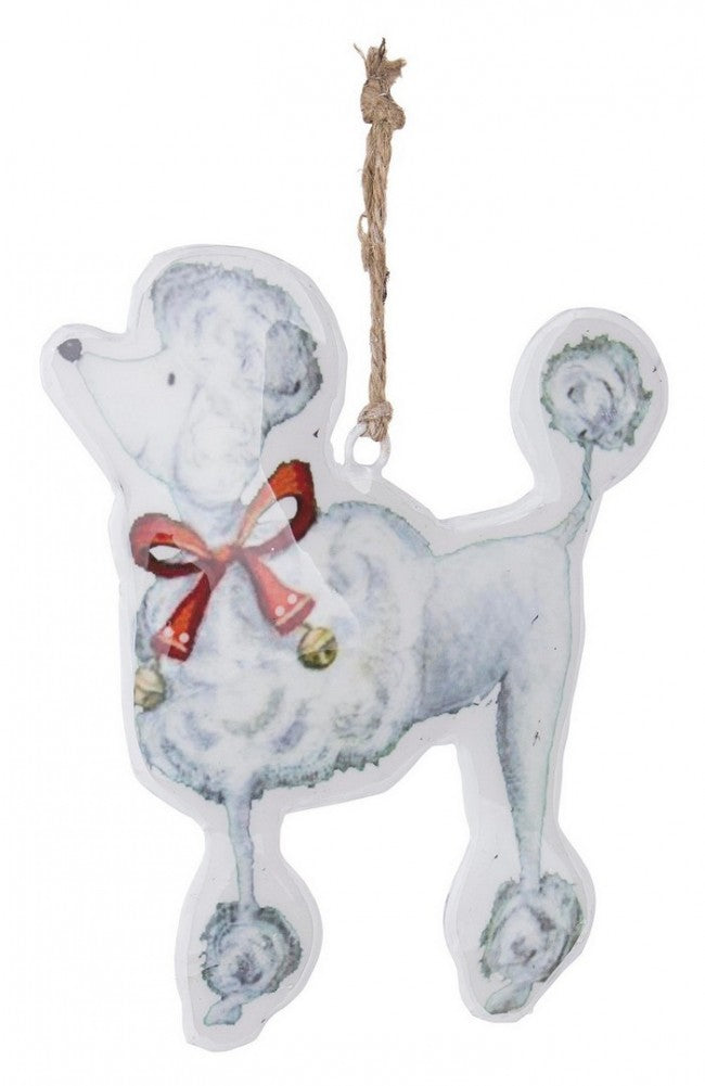 12x Pendentif chien caniche rose