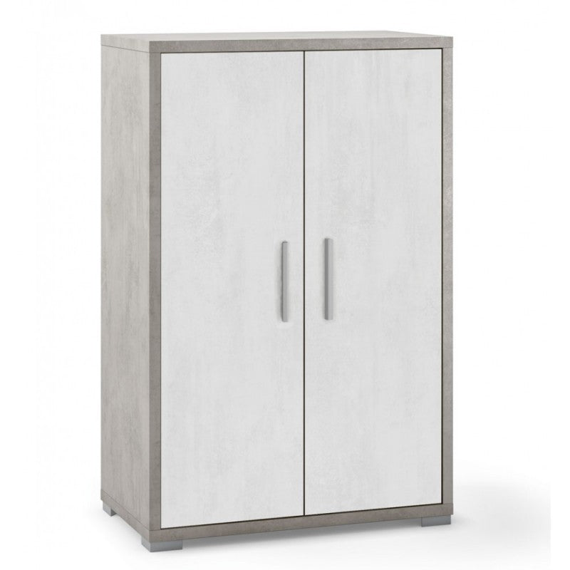 Armoire polyvalente deux portes en ciment blanc 71x41x h110 cm