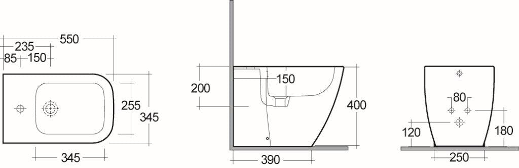 Bidet dos au mur Caroline