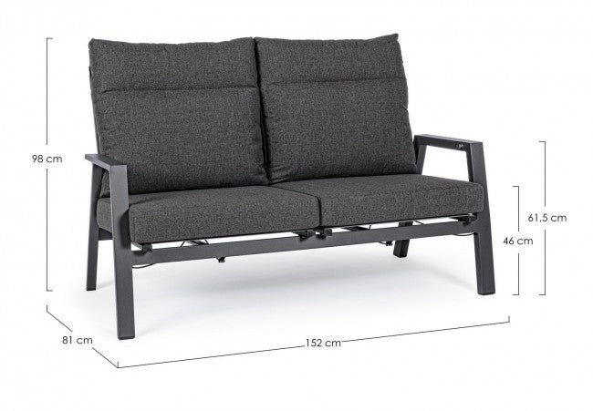 Canapé 2 places avec coussins inclinables avec coussins Kledi anthracite
