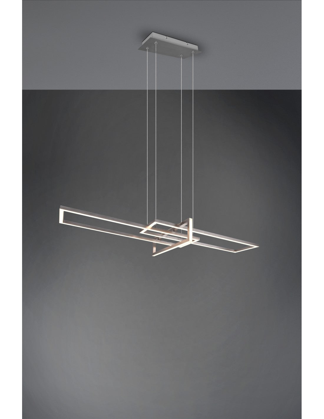 Salinas Suspension 3 LEDs Rectangulaire 34w Nickel L110 cm Dimmable Trio Eclairage
