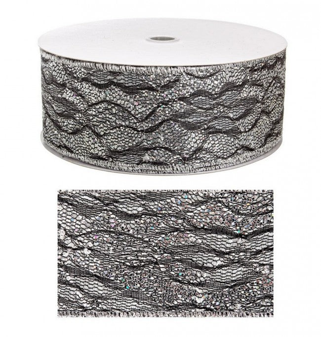 6x ruban de dentelle à paillettes C argenté 20M