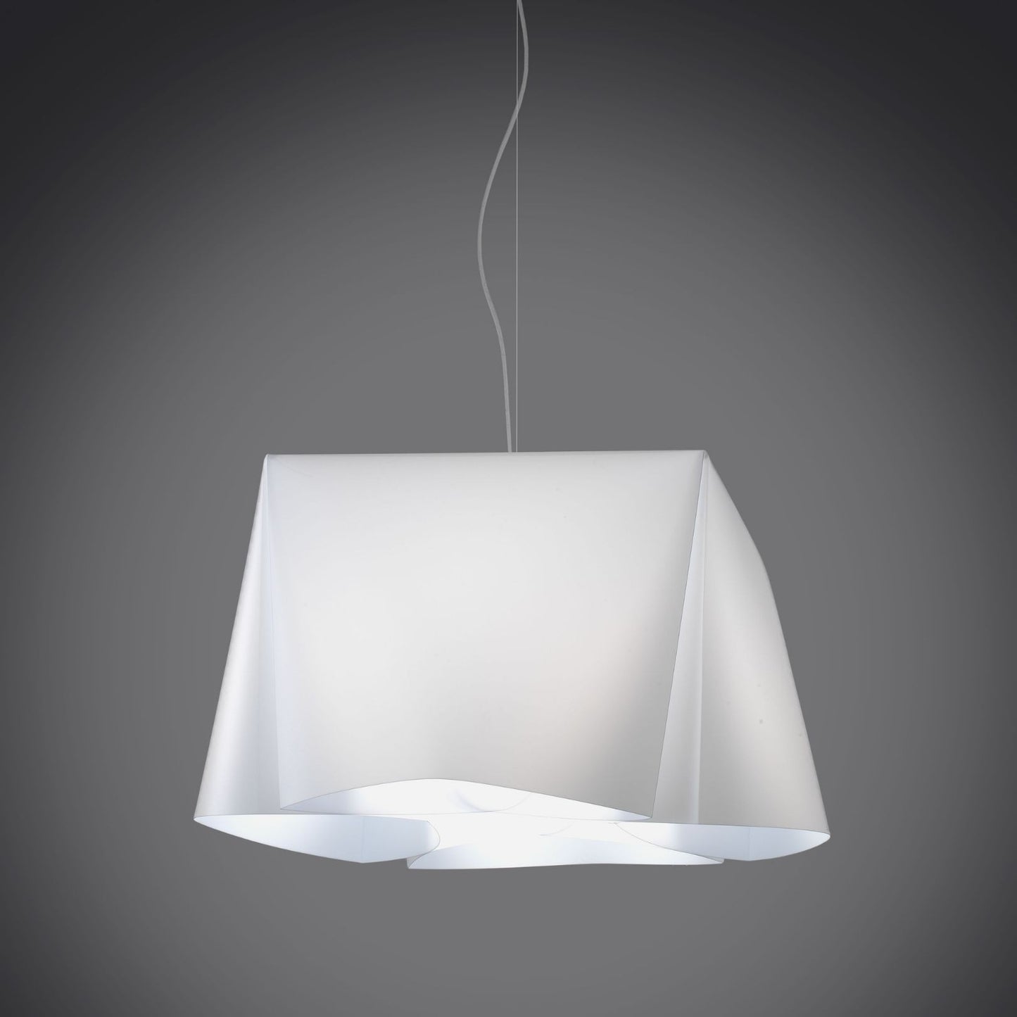 Suspension blanche en métal chromé Cm. 45x21h