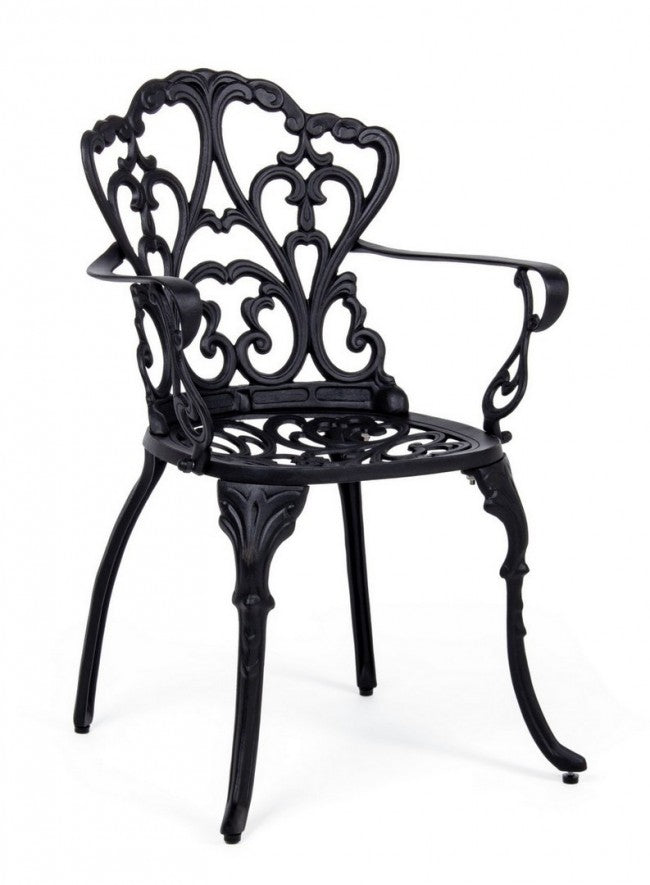 Chaise baroque extérieure en aluminium anthracite 57,5x 58 x 87,5h cm