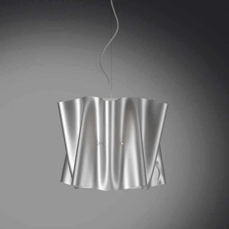 Lustre suspension FOLIO abat-jour en Polilux Argent diamètre 40x h37 cm