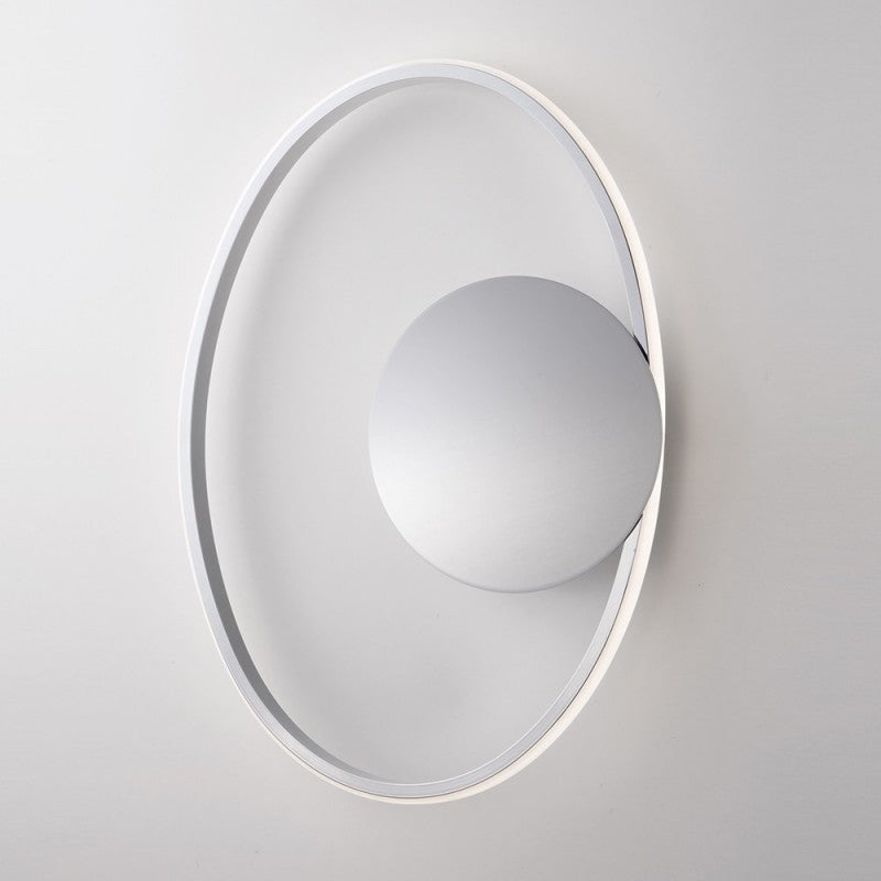 Plafonnier en métal chromé poli et aluminium avec LED intégrée 42x30x h8 cm