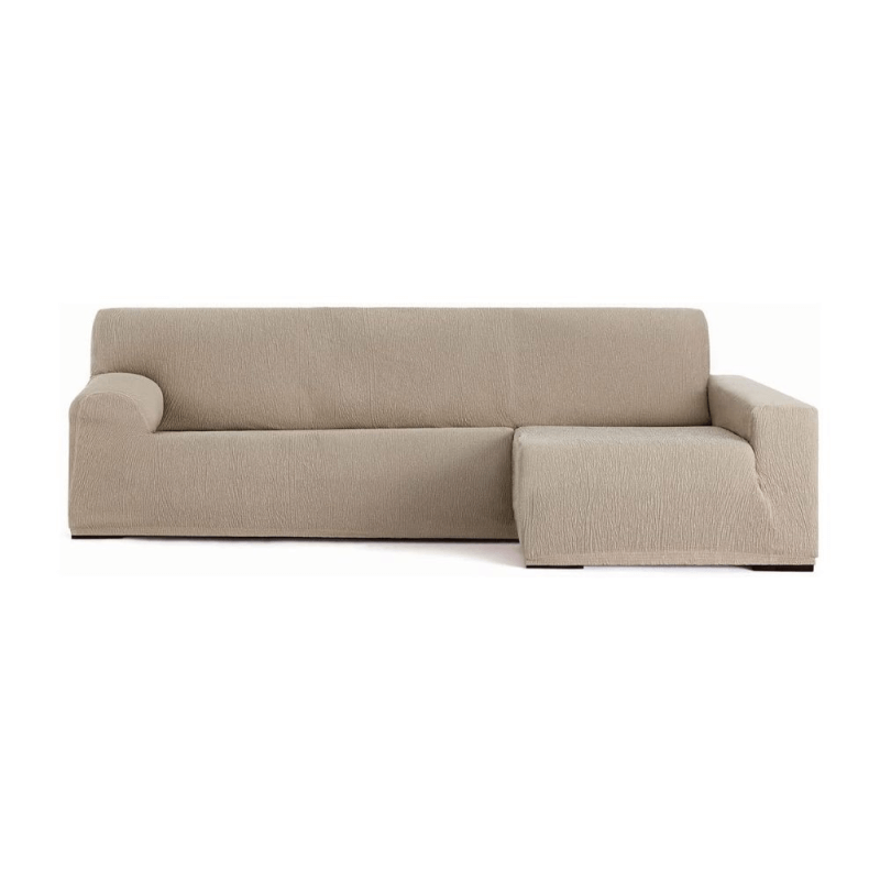 Troya housse de canapé élastique péninsule droite beige accoudoir long 250/310