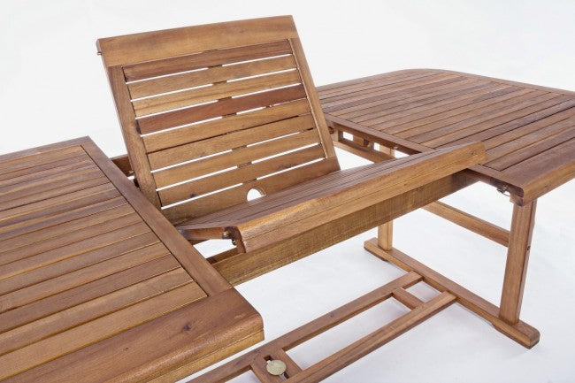 Table d'extérieur extensible Noemi en bois 180-240x100x h 74cm