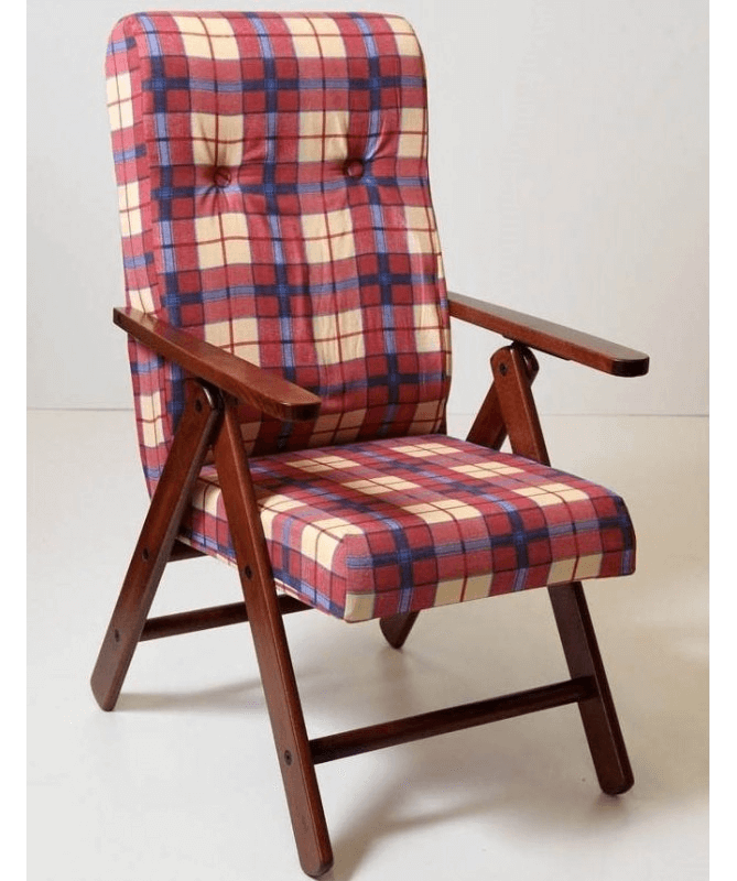 Fauteuil Molisana en tissu tartan bordeaux