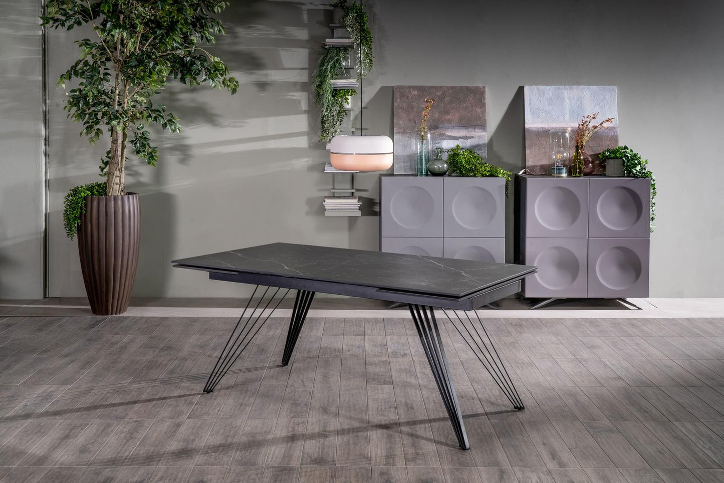 Table extensible noir mat 90 cm x 160-240 cm H. 76 cm