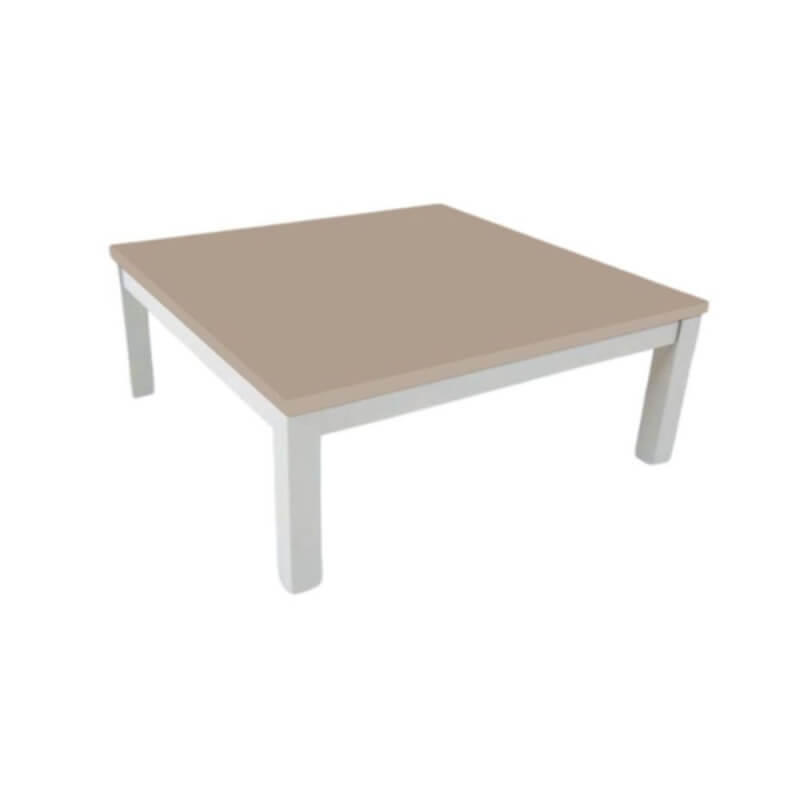 Table basse rectangulaire avec structure blanche et plateau en argile Tratto