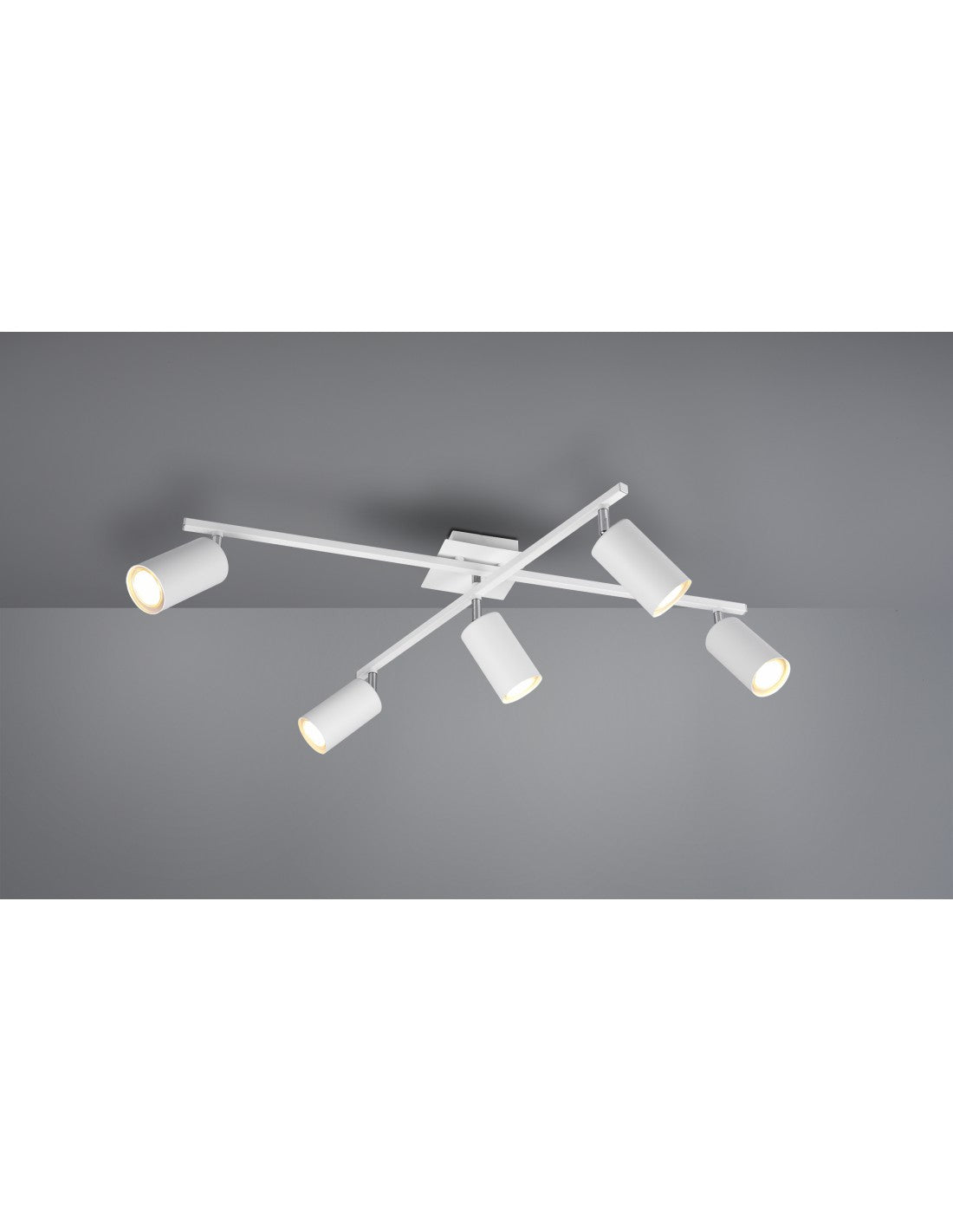 Plafonnier 5 Spots Cylindre Spot Orientables Marley Blanc Trio Lighting