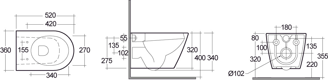 Vase suspendu sans rebord