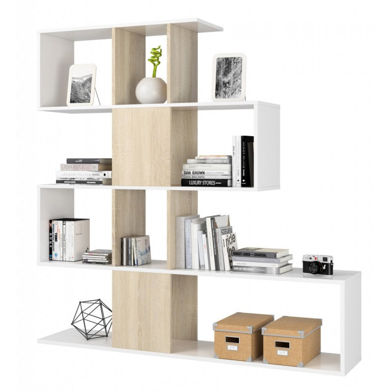 Meuble design bibliothèque décomposé en chêne 145 x 29 x 145 h cm