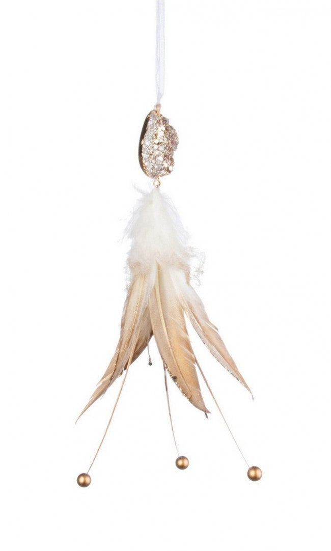 8x Pendentif Plume C-Pearl Champagne H20