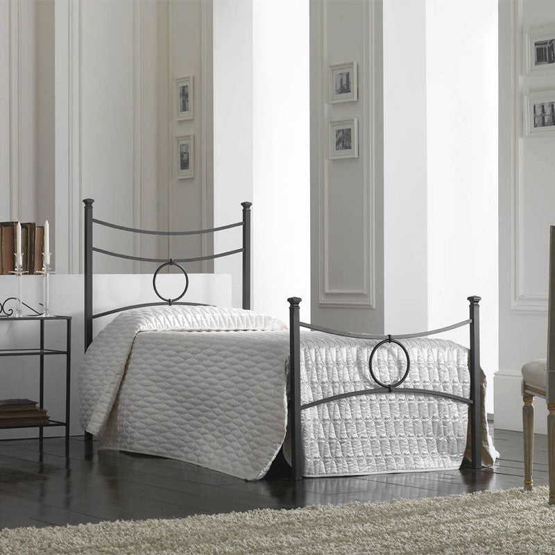 Lit simple en fer avec pied de lit Noir CONCA 92x208x h117 cm