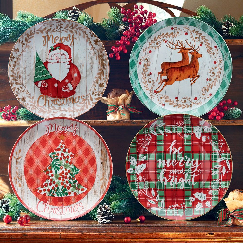 Piatto Panettone Babbo Natale Porcellana Multicolor 30,5 cm x 3,5 cm