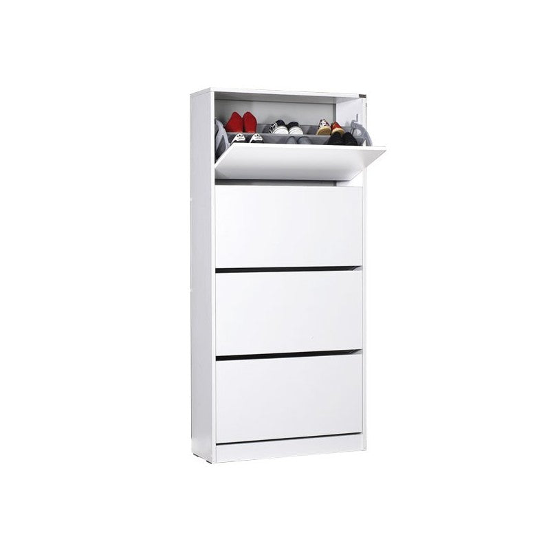 Étagère à chaussures avec 4 portes pliantes, blanc 73x26xh.157 cm