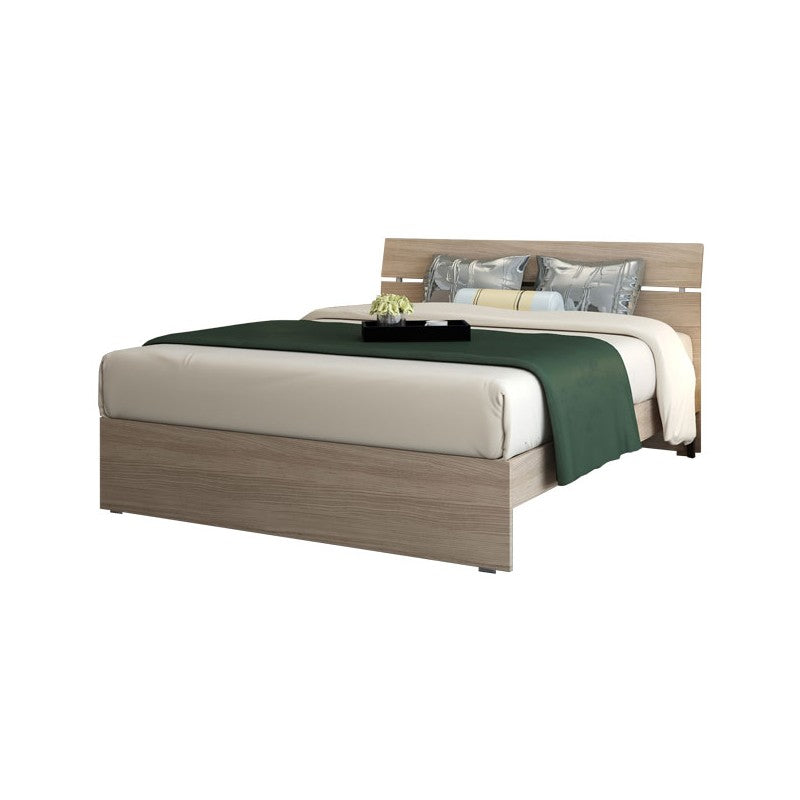 Lit double en bois pour chambre couleur orme 200x171xH 98 cm