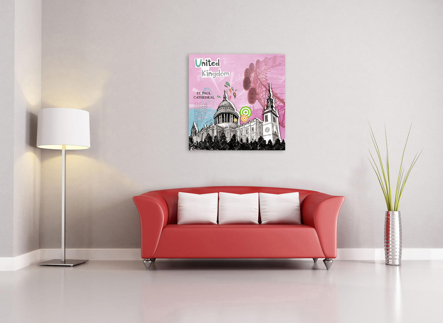 Impression sur verre 70x70 cm avec toile multicolore