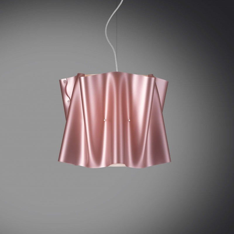 Lustre à suspension FOLIO avec abat-jour rose en Polilux diamètre 40x h37 cm
