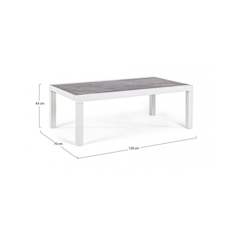 KLEDI LUNAR Table basse d'extérieur en aluminium blanc 120x70x h43 cm