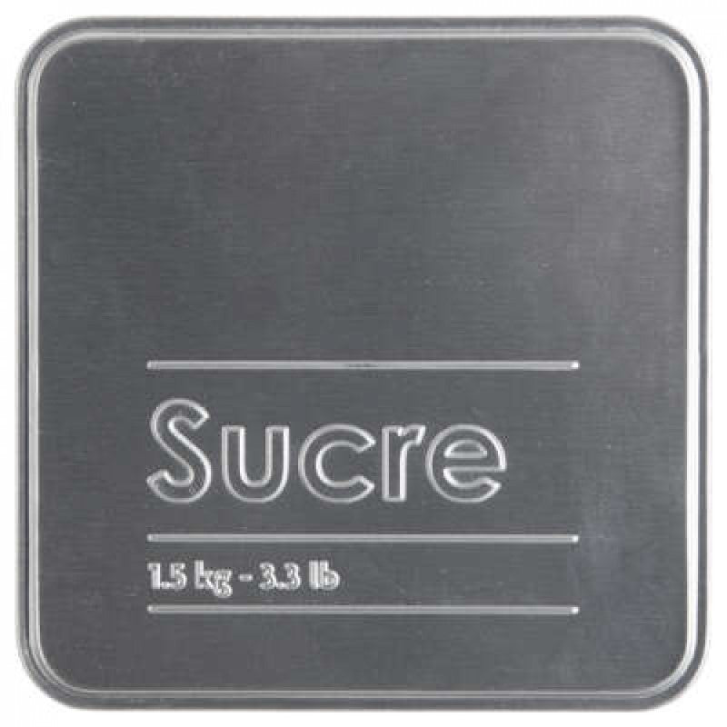Récipient de cuisine en fer noir pour sucre 1,5kg 10,8x10,8x h18,4 cm