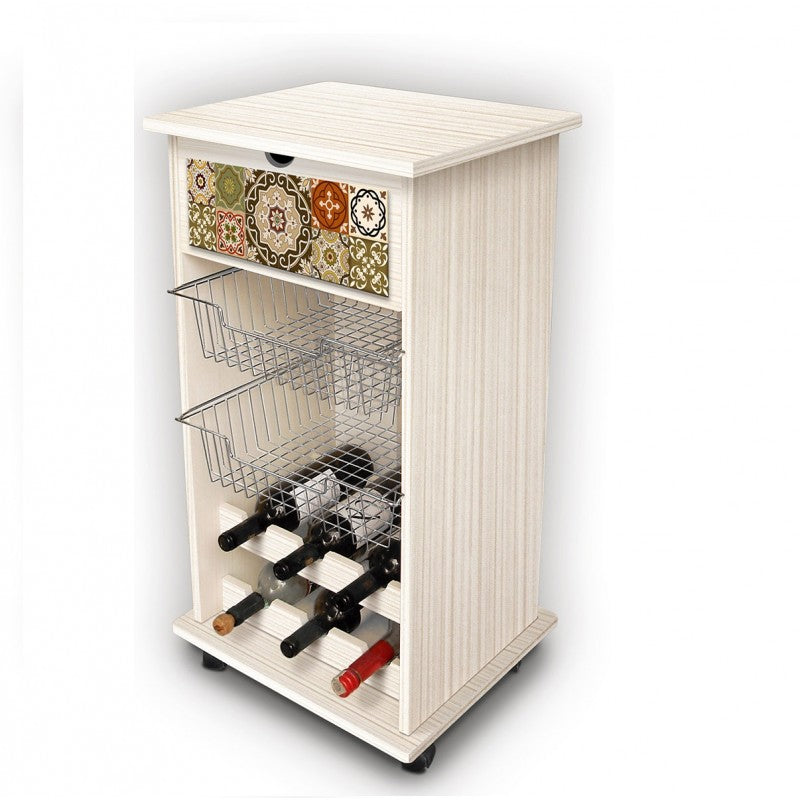 Shabby Azujelos Chariot à fruits marron 40x45x85h cm