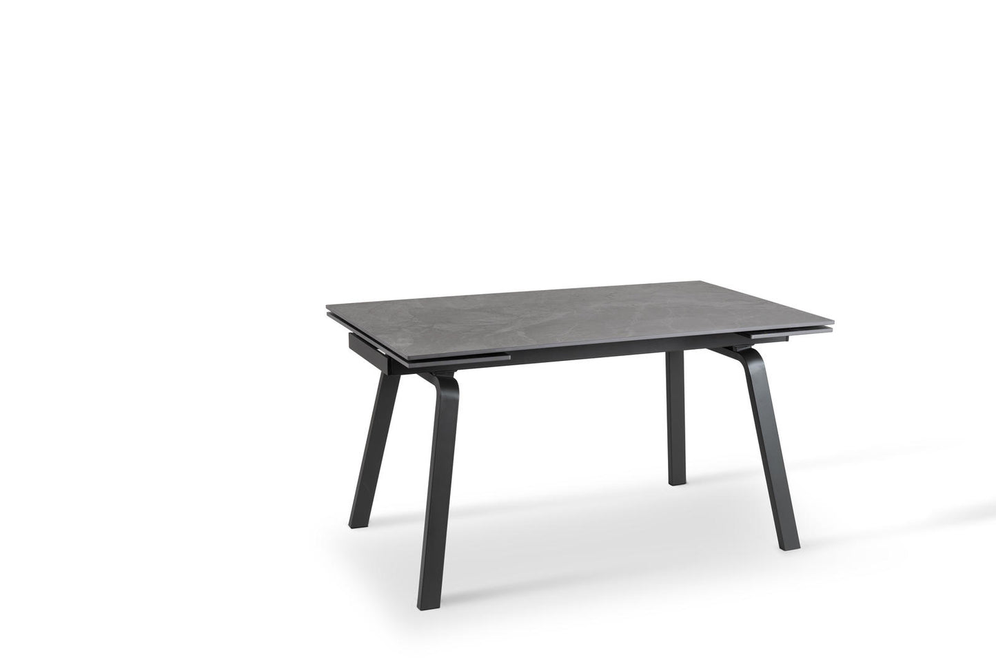 Table extensible avec plateau en pierre effet marbre noir 140/200x80x76h cm