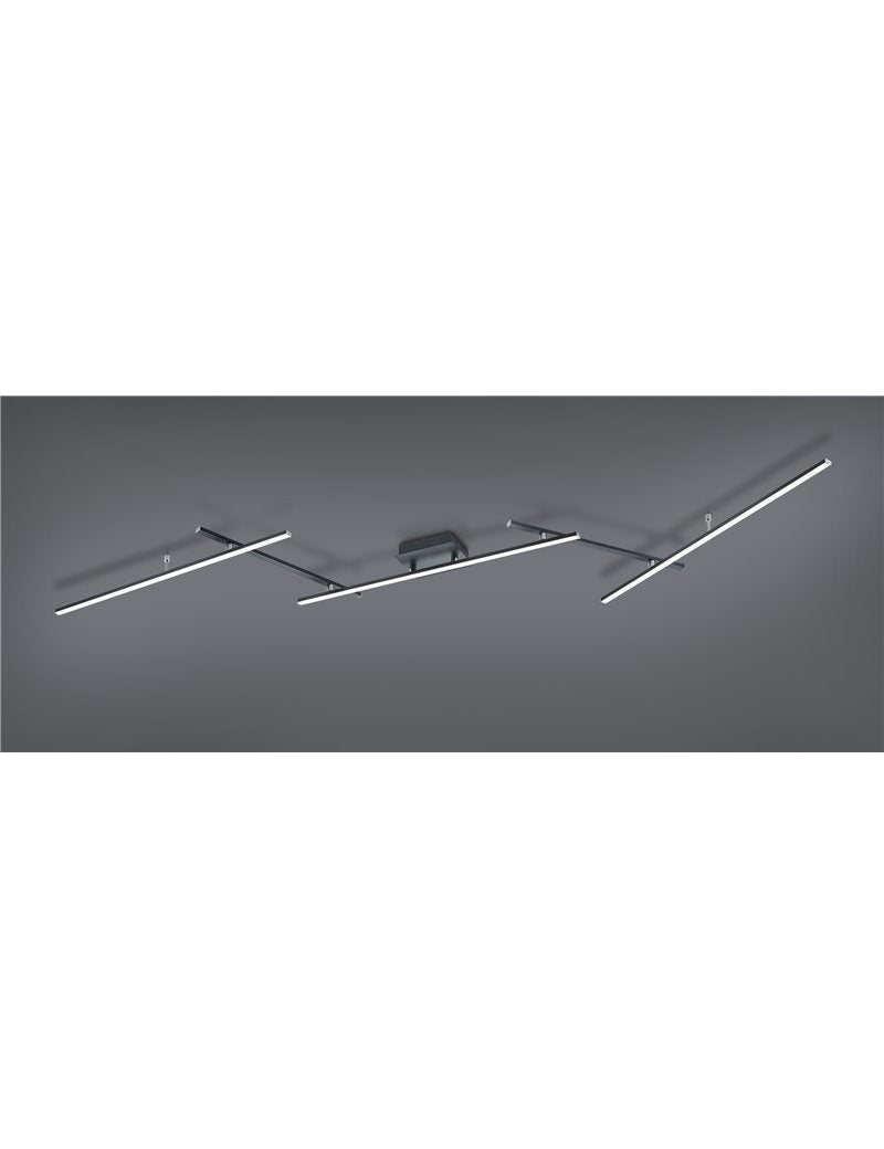 Plafonnier LED Arvin à tiges orientables, rétroéclairé RGB noir avec télécommande multifonction l. LED moderne de 245 cm