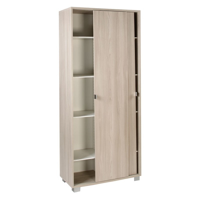 Armoire polyvalente à deux portes coulissantes avec étagères Light Olmo 82x41x h190 cm
