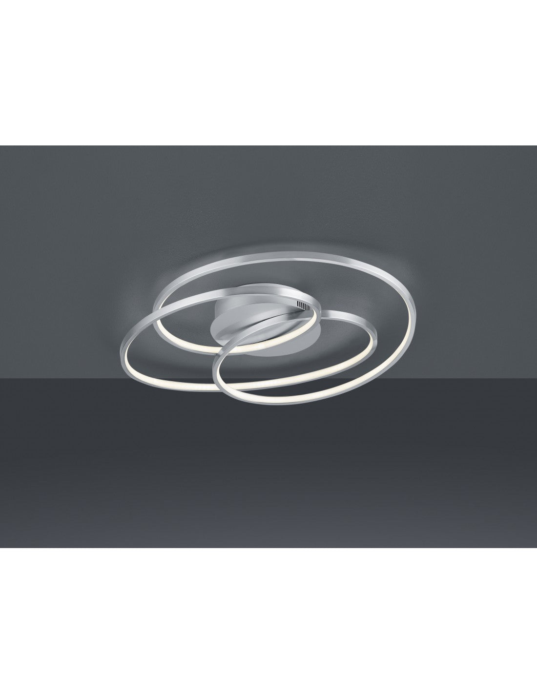 Plafonnier Gale 3 Cercles Nickel Mat LED 38,5w Dimmable L60 cm Trio Lighting
