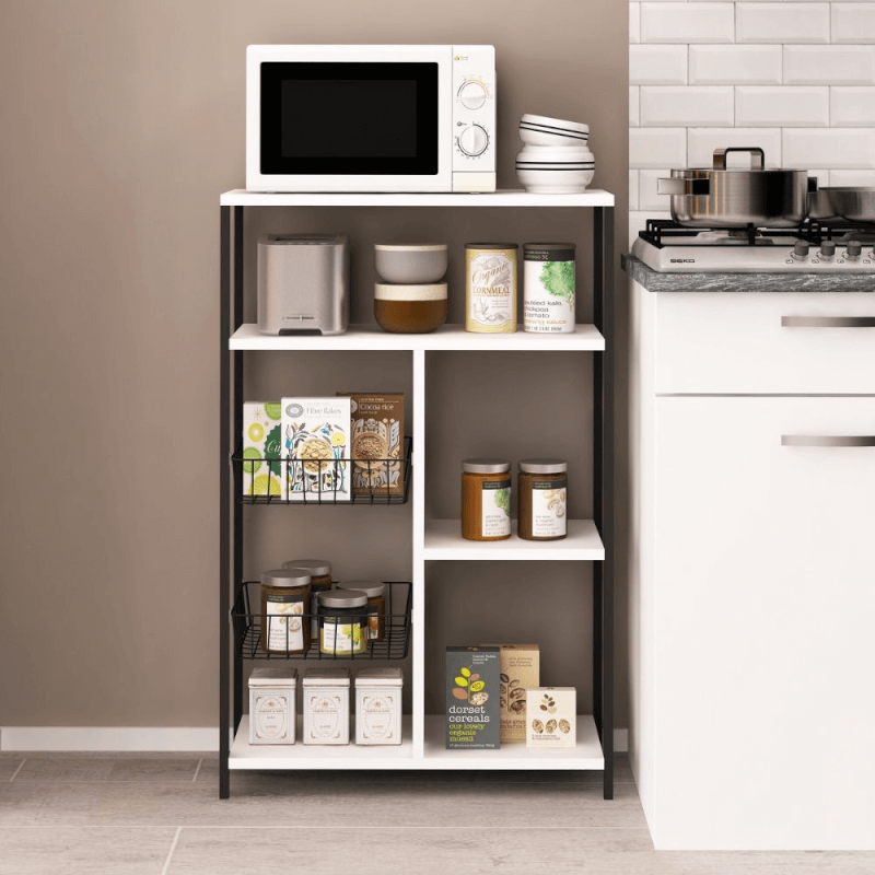 Etagère de cuisine Nilufer noir et blanc