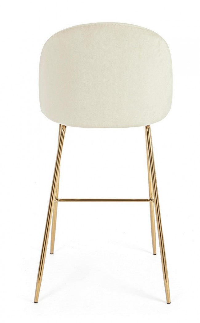 2x Tabouret de bar en velours style ambiance blanche