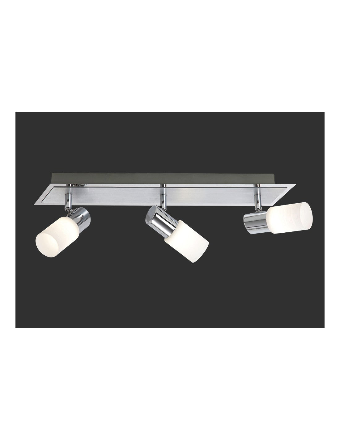 Spot Clapton 3 spots LED Chrome et verre blanc L50 cm Trio Lighting