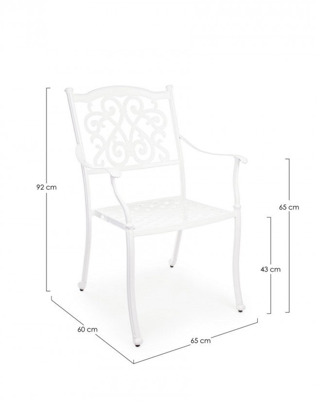 Chaise d'extérieur blanche avec accoudoir Ivrea