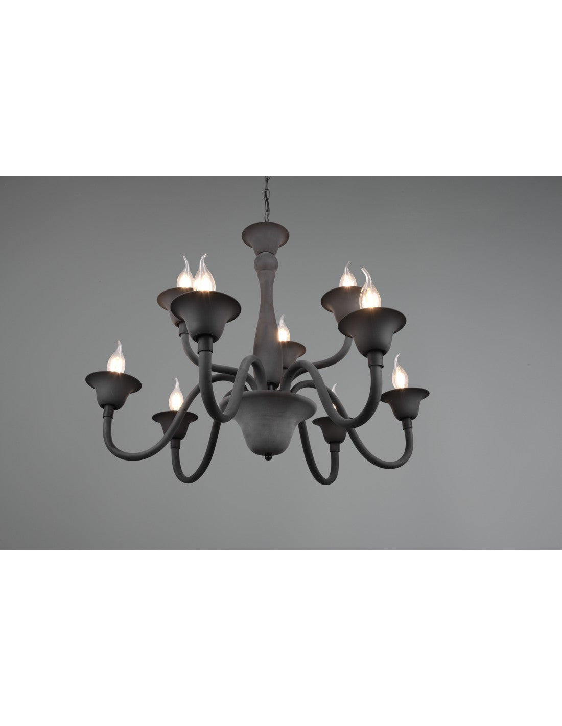 Lustre de salon 9 lumières noir avec chaîne Elsa Trio Lighting