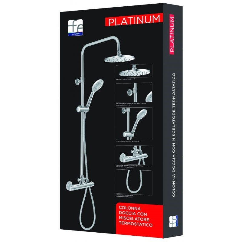 Ensemble de colonnes de douche thermostatiques rondes en acier chromé