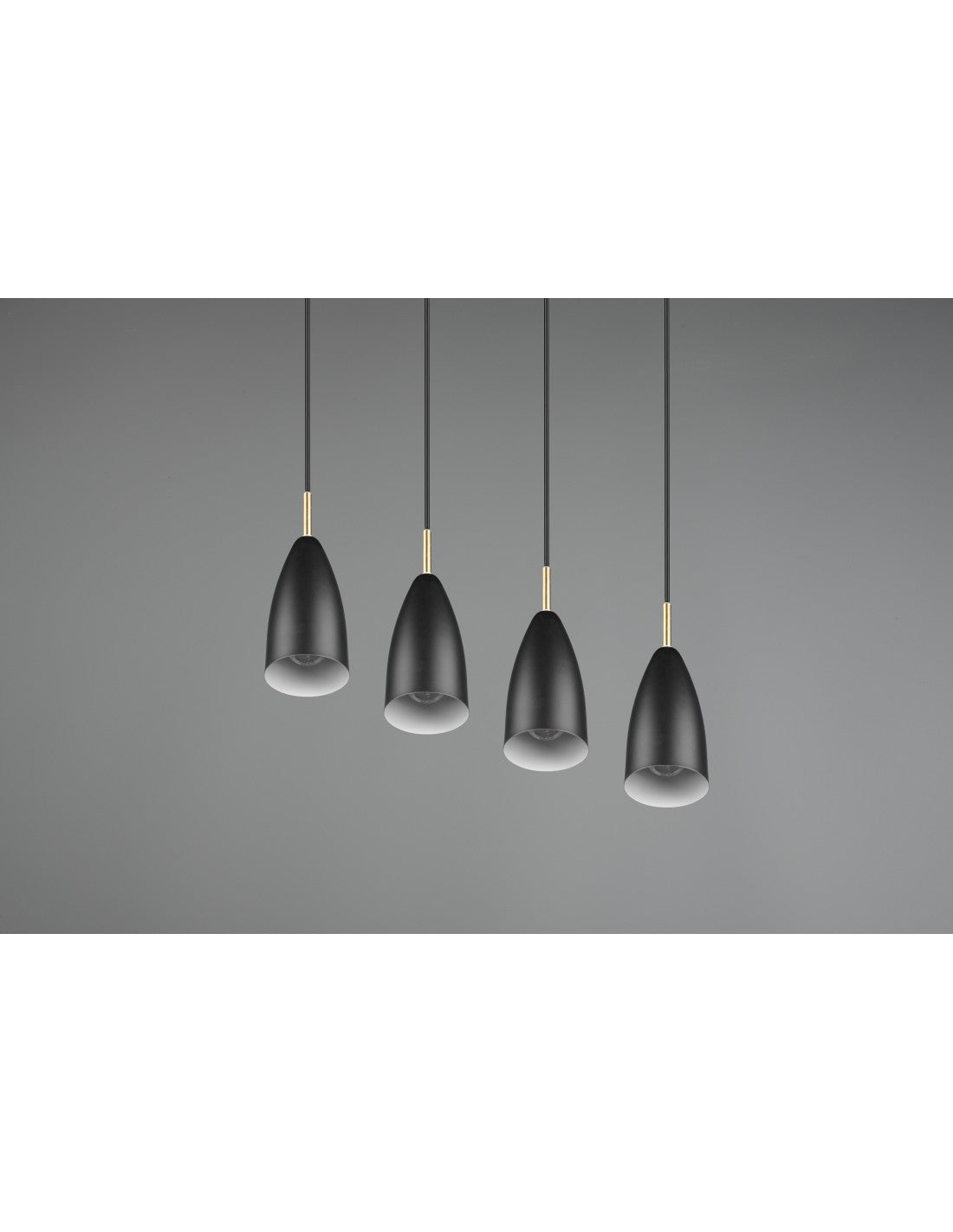 Isola Farin Suspension Linéaire 4 Lumières Noir et Laiton Trio Luminaire
