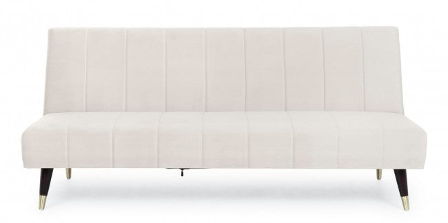 Canapé lit Alma 3 places effet velours beige 180x88x82h cm