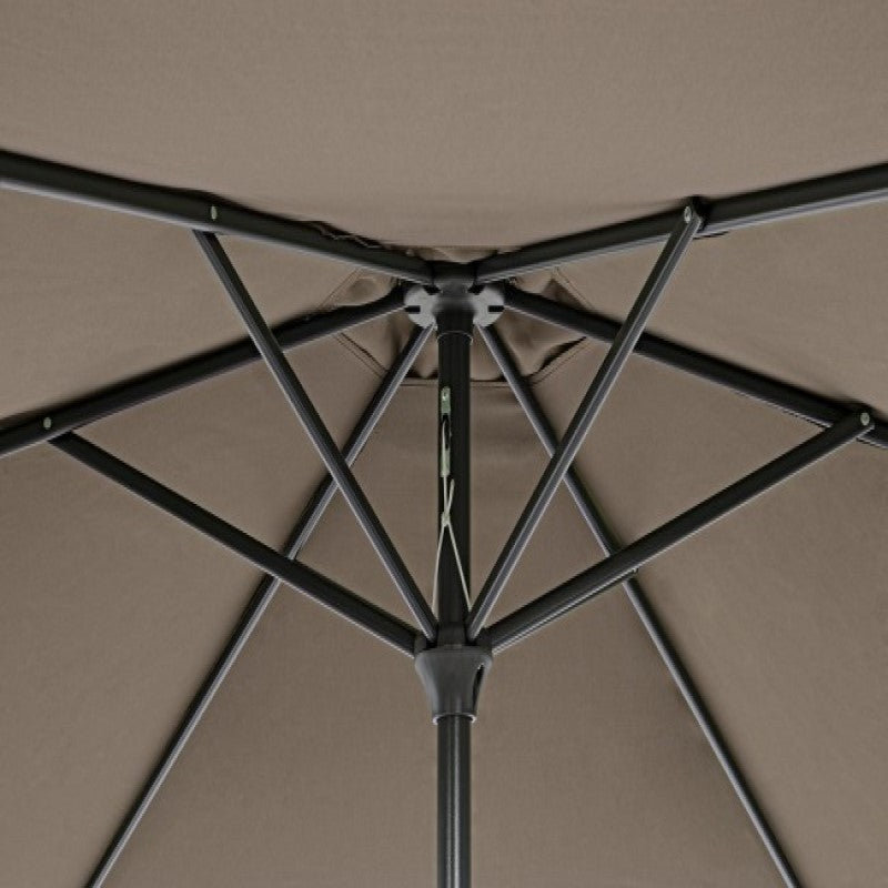 Ombrellone Kalife 2.7m Tortora - Struttura Verniciata a Polvere, Palo in Alluminio, Telo in Poliestere 160gr/m2