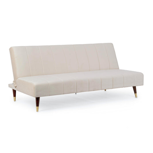 Canapé lit Alma 3 places effet velours beige 180x88x82h cm